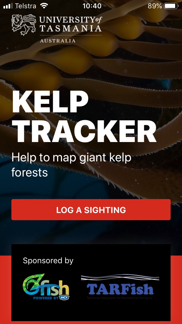 Kelp Tracker app screen capture